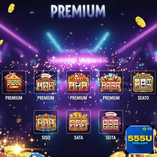 Imagem promocional de jogos no site 555u, destacando diferentes títulos e opções para gamers brasileiros.